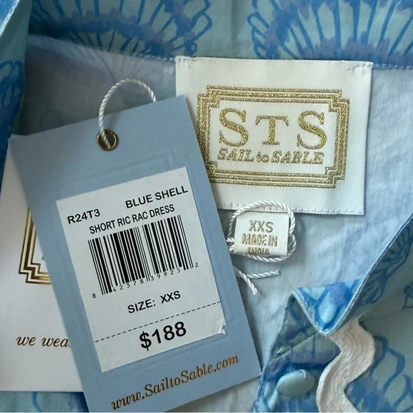 SAIL TO SABLE Short Ric Rac Dress - Blue Shell Seashell Print - Picture 7 of 9